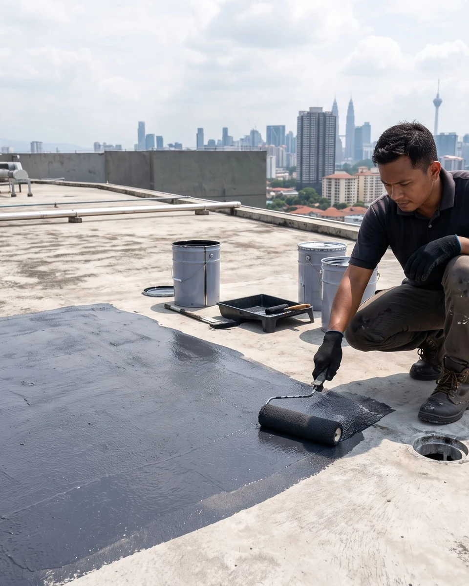 Bathroom waterproofing and leak repair inspection in Kuala Lumpur