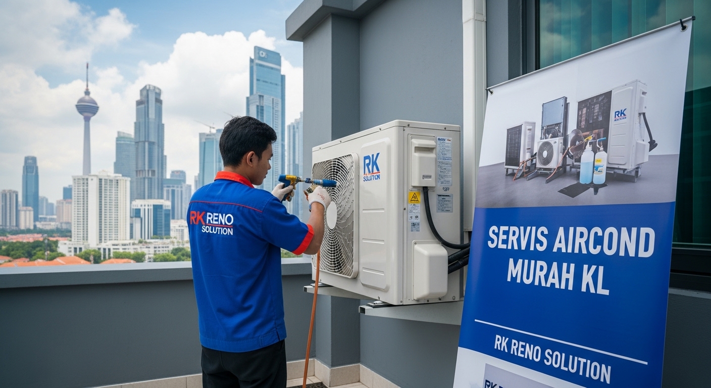 Professional chemical wash and gas refill as part of Servis Aircond Murah KL